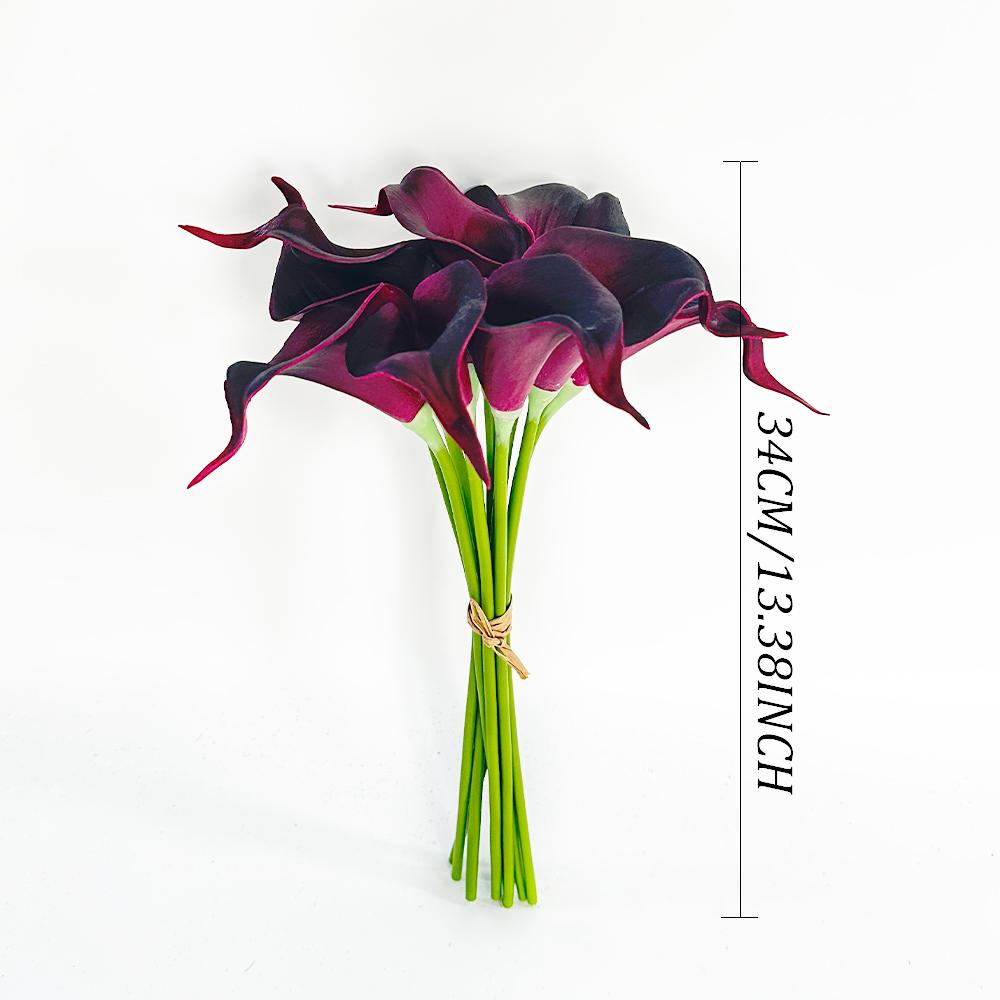 

6PCS Artificial Calla Lily Flowers PU Fake Flower Wedding Bouquet for Bridal DIY Floral Indoor Home Room Office Table Decor 6PCS бордовый