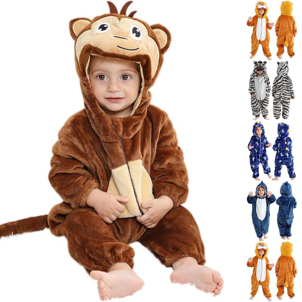 Kleinkind Kinder Flanell Tierkostüm Warmer Schlafanzug Overall für Jungen Mädchen