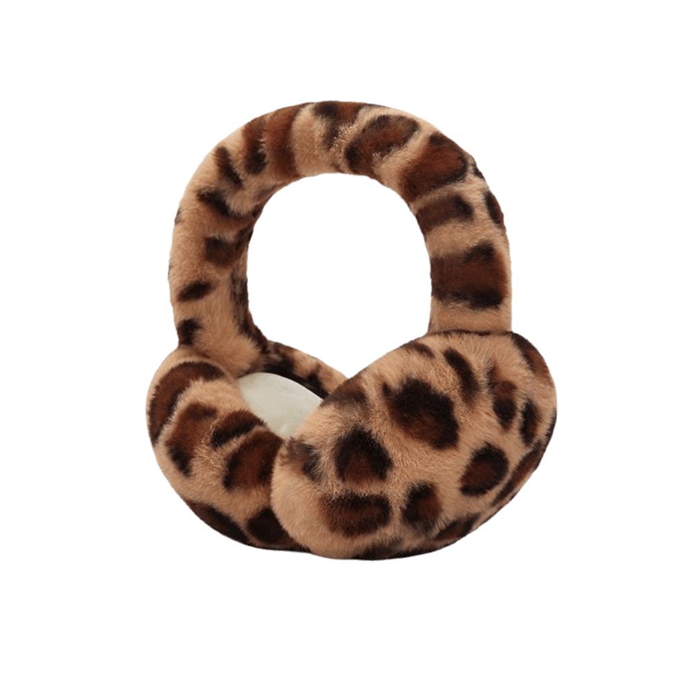 Collapsible Leopard Ear Warmer Thickened Winter Earmuffs Fashion Ear Cover  for Women Girls