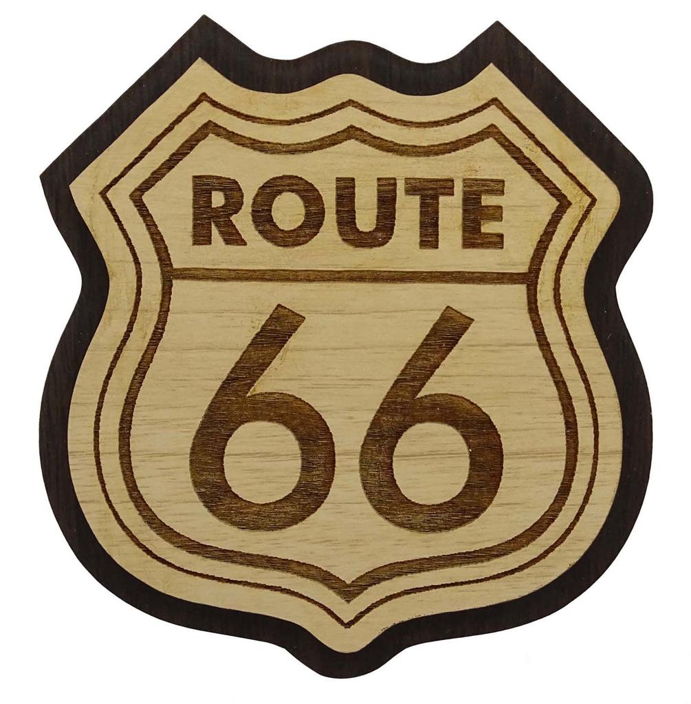 Route 66 Wood Engraved Fridge Magnet Souvenir Gift