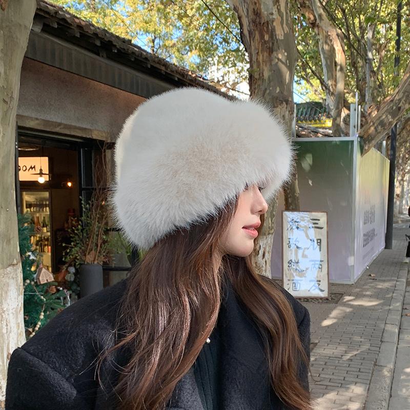 Chapéu de pelúcia infantil, outono e inverno, proteção contra frio, cor sólida, quente, tigela, proteção para os ouvidos, cabelo de raposa, chapéu de pescador