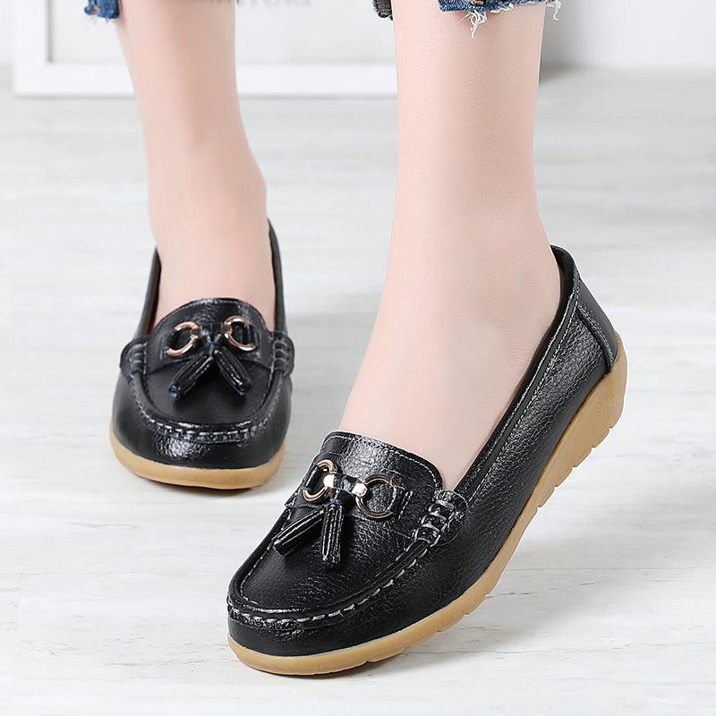Summer Soft Wedge Leather Shoes for Middle-Aged and Elderly Women – Breathable Design