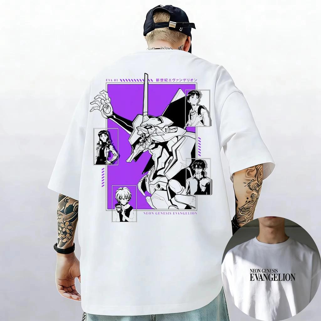 Neon Genesis Evangelion "Asuka Cyborg" Anime Vintage Grafica Oversize Streetwear Pop Rock Concerto Fan Merch Maglietta