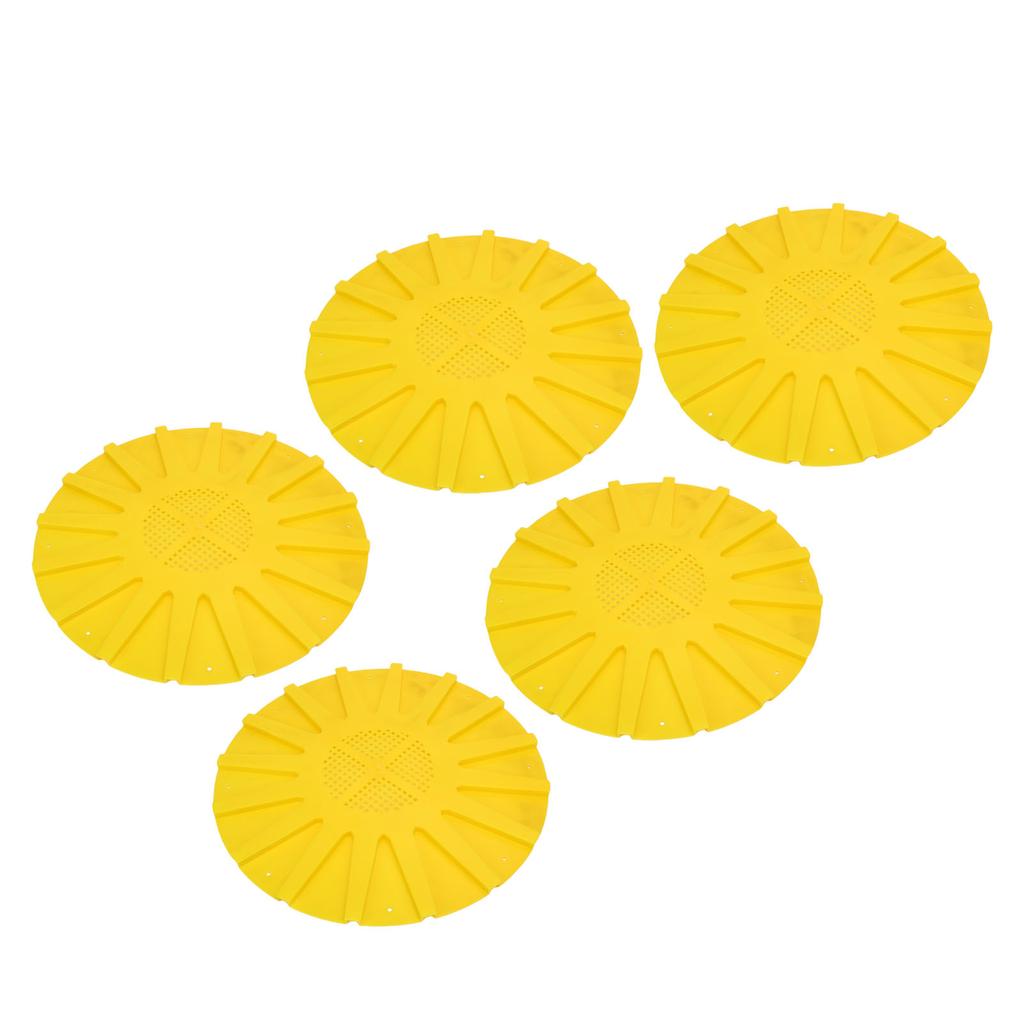 5pcs Beehive Door Exit Disc Plastic 16 Way Round Anti Running Escape Plate Beekeeping Tool 9.8x0.3in Yellow