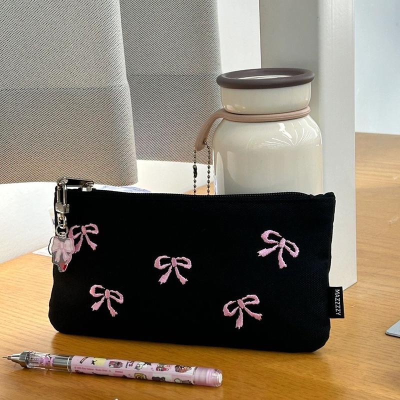 1pc Bow Pencil Case Large Capacity Pencil Organizer Makeup Bag Stationery Storage Box School Supplies Multiple Colors