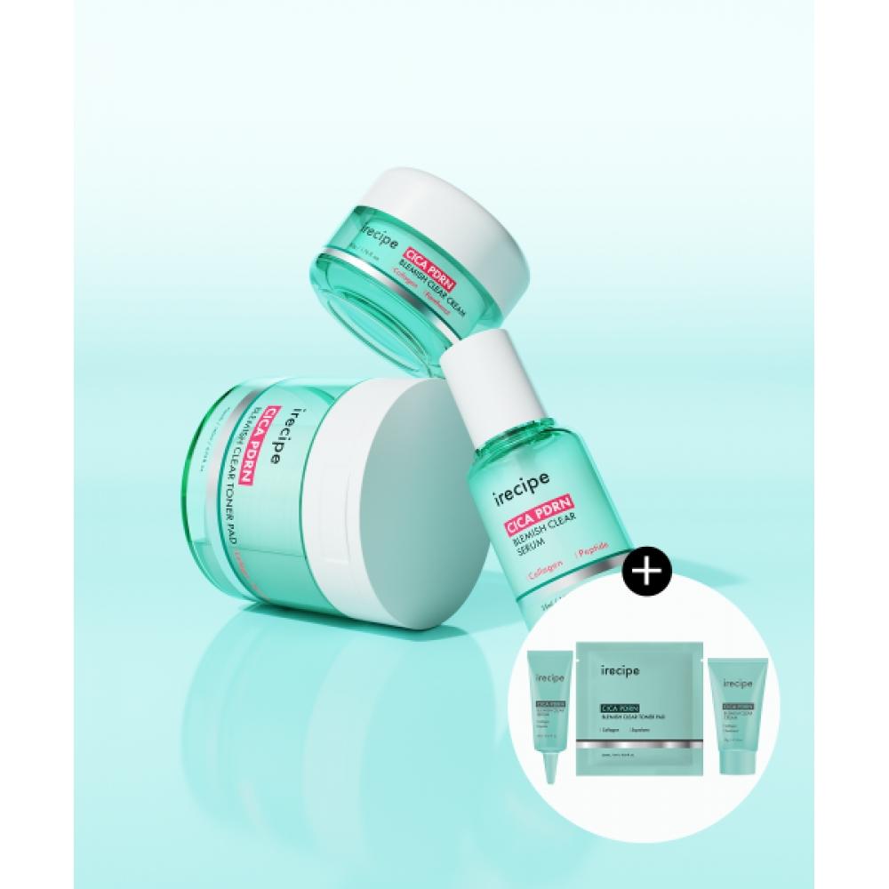 Irecipe [free Gift] Cica Pdrn Mark Clear Set  Anti Wrinkle Cream+whitening Serum+soothing Toner Pad FREE