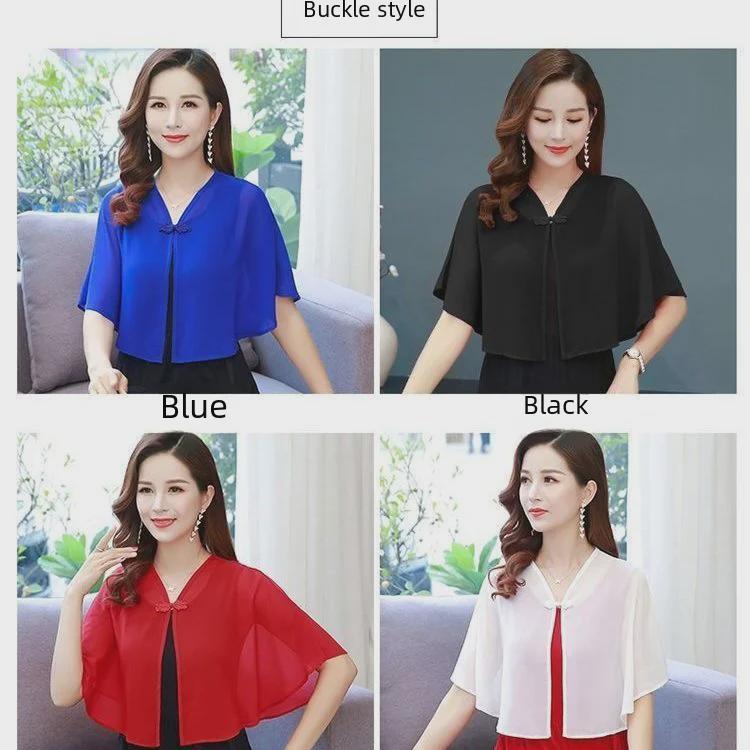 Dámský šifonový kardigan s šálou - lehká letní vesta a bunda s opalovacím krémem