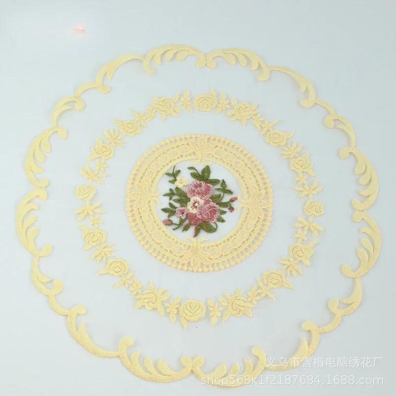 

1PC Dinning Table Cover Embroidered Table Cloth Elegant Round Lace Tablecloth Coffee Coasters Napkin Party Wedding Decoration 31cm