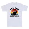 Black Cat Pew Pew Madafakas! Funny Meme Vintage Retro Men's Short Sleeve T-Shirt
