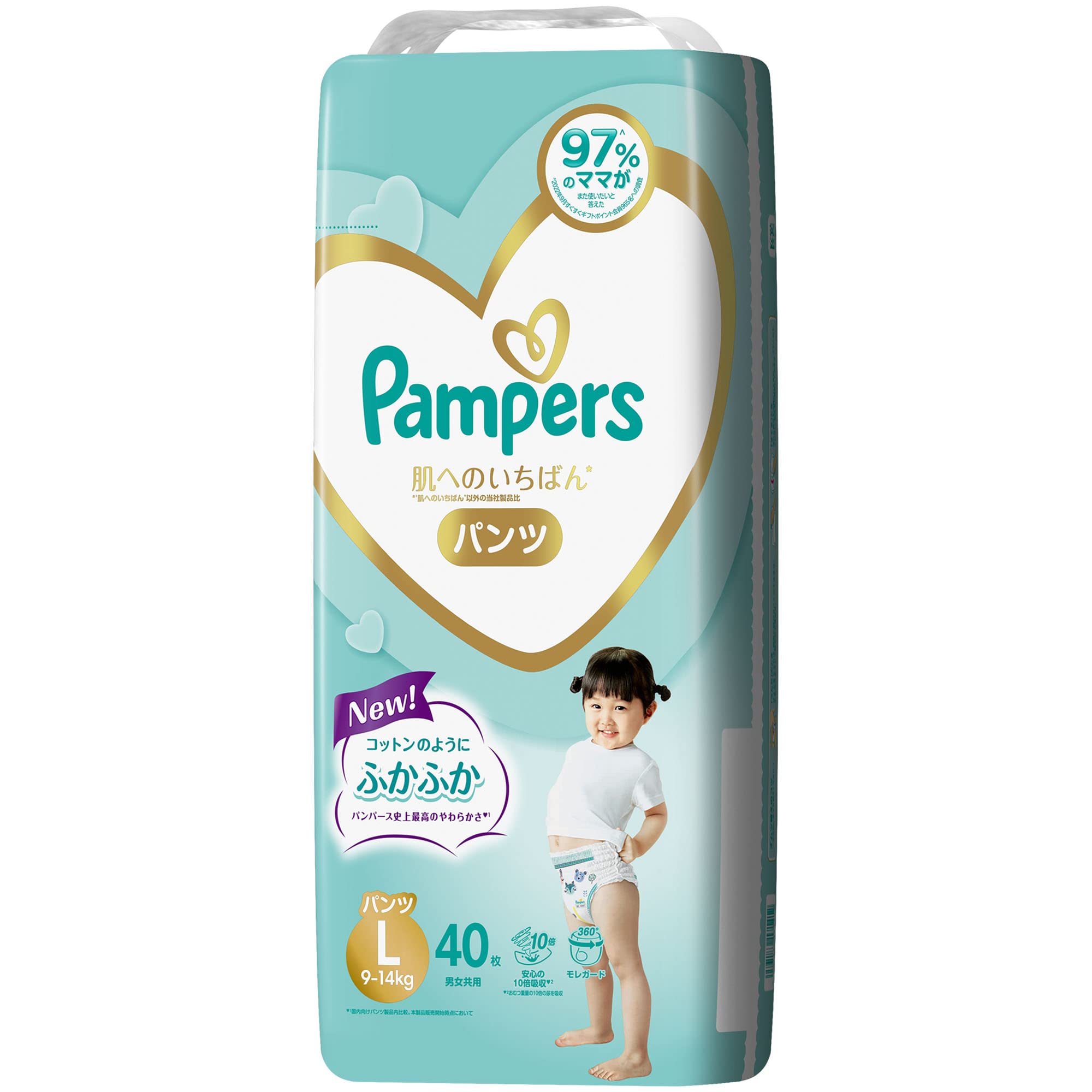 

L Pampers лучшее для кожи 40 штук [размер трусиков] подгузники, (9~14 кг),