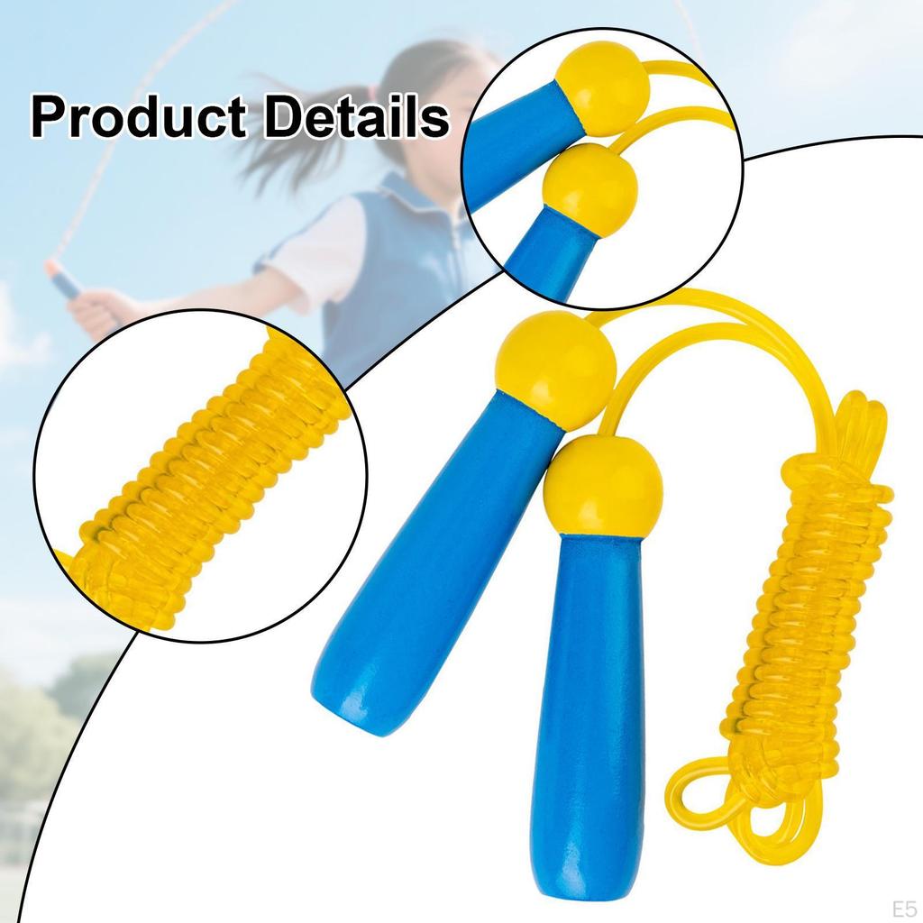 Colorful Kids Jump Rope 2.4M with Wooden Handle Skipping Jumping for Boys Girls Outdoor