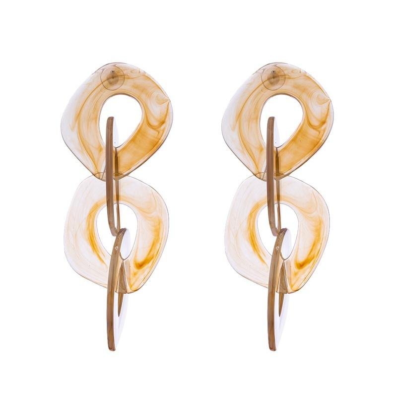 Statement Acrylic Long Link Chain Drop Earrings for Women Brincos Vintage Big Resin Geometric Dangle Earring Fashion Jewelry