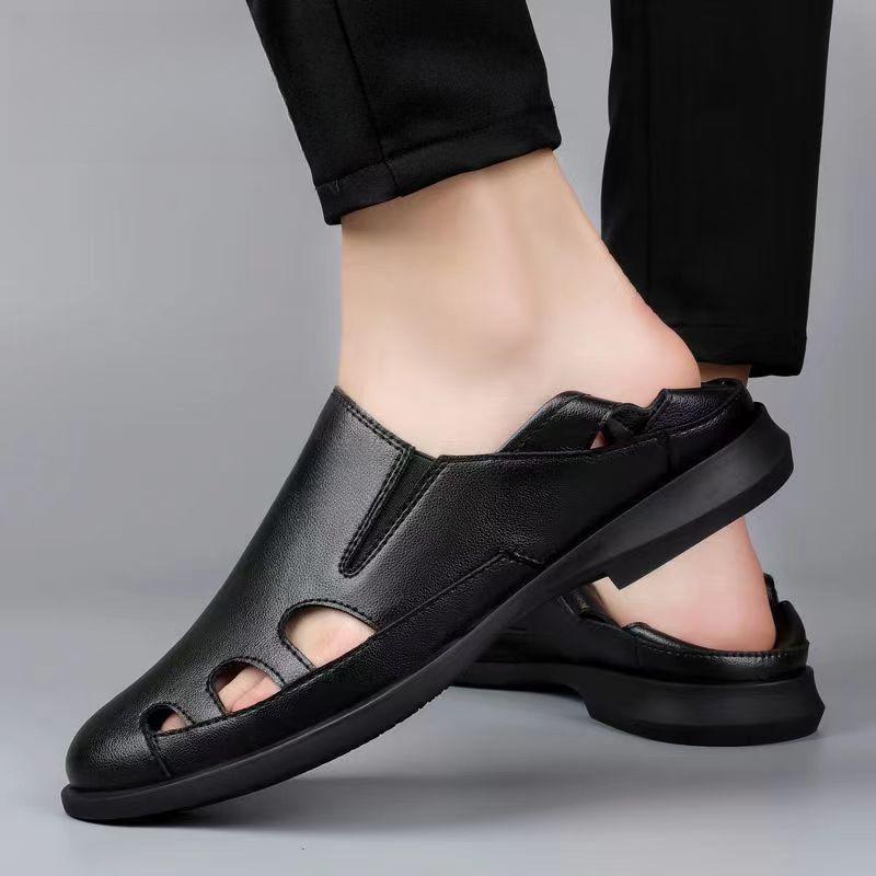 Sandali Mocassini in Pelle da Uomo Sandali Eleganti da Uomo per Affari Stile Italiano Fatti a Mano Pelle Bianco Nero Scarpe da Ufficio Uomo Sandalias