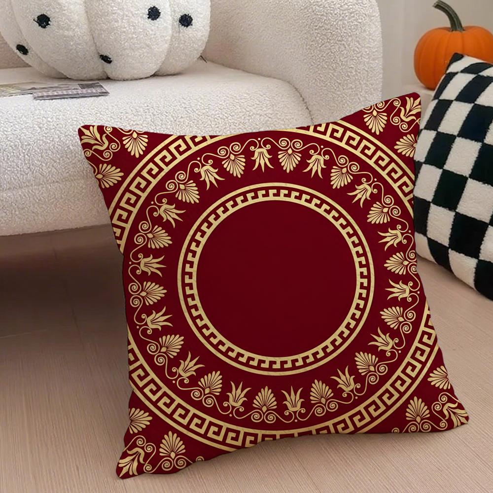 Chinese-Style Scroll Pattern Traditional Culture Cushion Cover Throw Pillow Cover Hidden Button Durable Polyester Chair Cushion