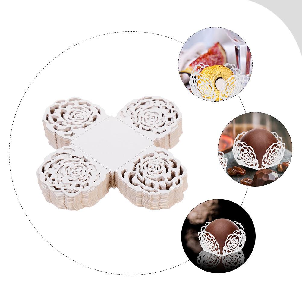 100 Pcs Chocolate Tray Wrapping Truffle Cups Candy Mini Cake Boxes Packaging Chocolates for Gifting Dessert Paper Liner