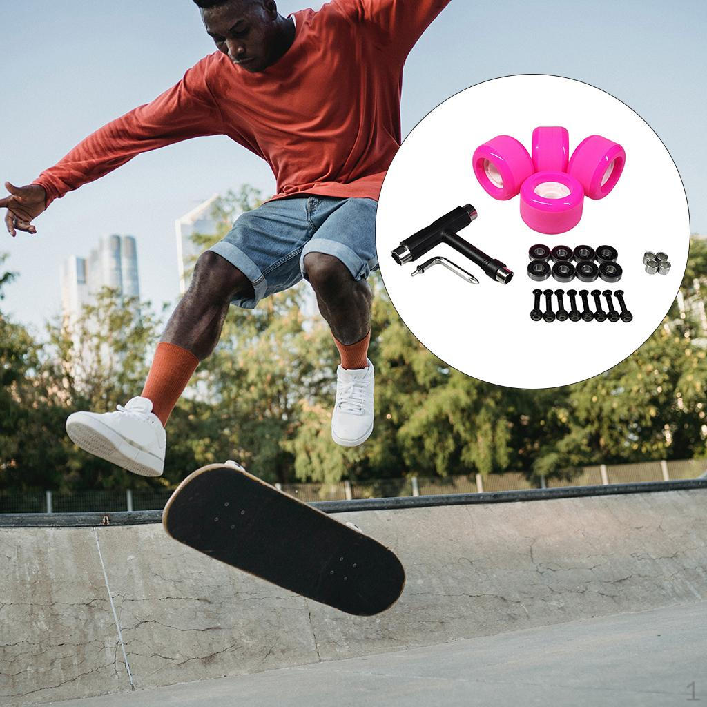 

- Bearings Wheels DIY Tool Screwdriver Mounting Accessory Kit for Skateboard Longboard Roller Skate 70x51mm Pink