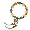Buddhist Prayer Beads Made of Green Crystal and Green Sandalwood, Featuring Lotus Carvings, Designed To Bring Good Fortune and Attract Wealth,