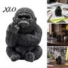 Waterproof Resin Animal Sculpture Funny Middle Finger Gorilla Statue, Sitting Chimpanzee Figurine, Miniature Gesture Unique Office Desk Decoration
