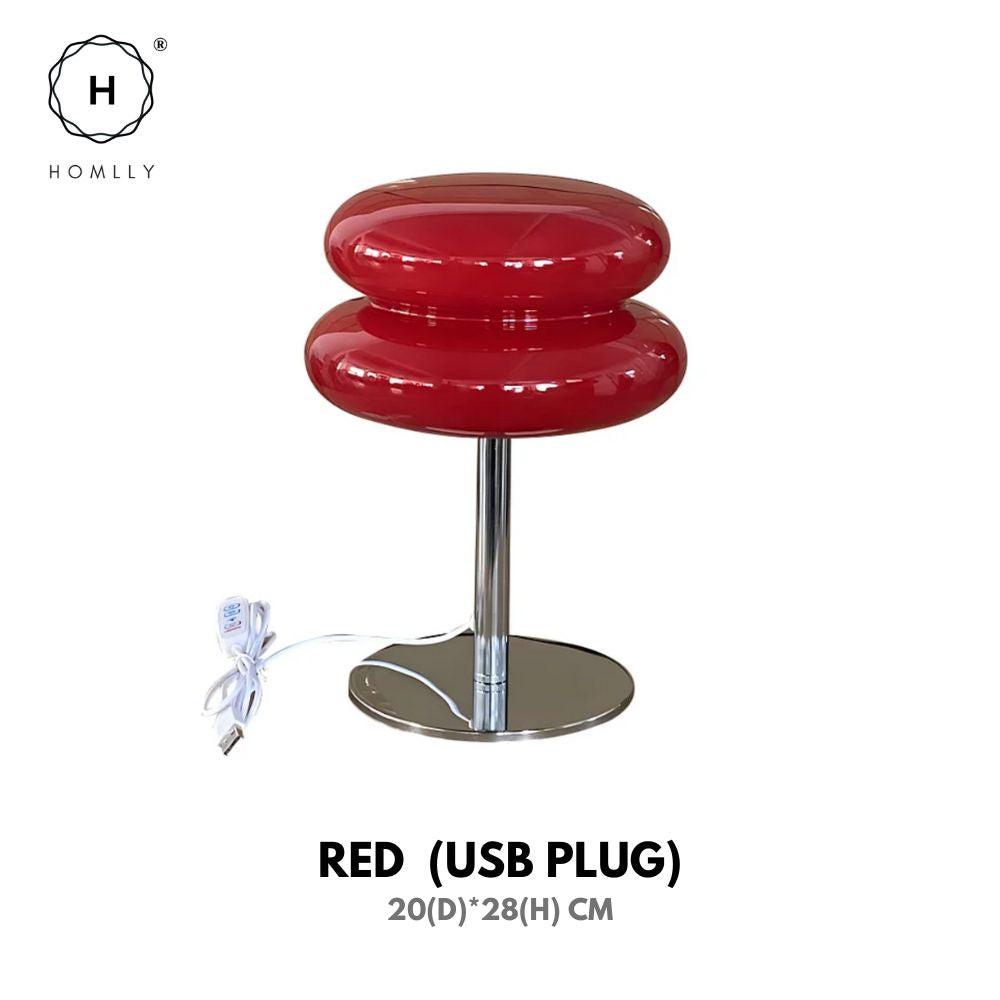 

Homlly Mid Century Macaron Glass Table Lamp Red