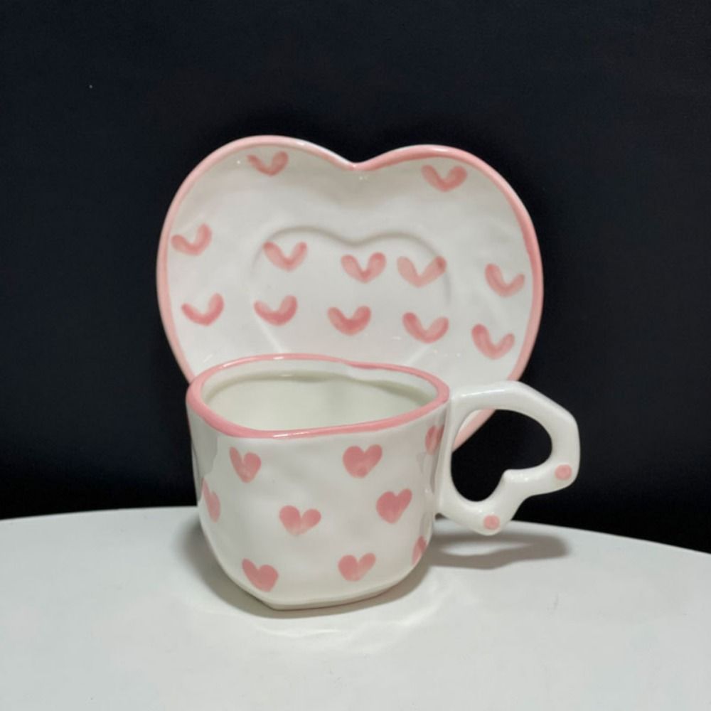 Sweet Ceramic Mugs 250ml Tea Milk Cups Multiple Uses Love Heart Cup  Kitchen