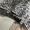 Vintage Leopard Print Denim Jacket Women Loose Fit Casual Streetwear Petite Girls