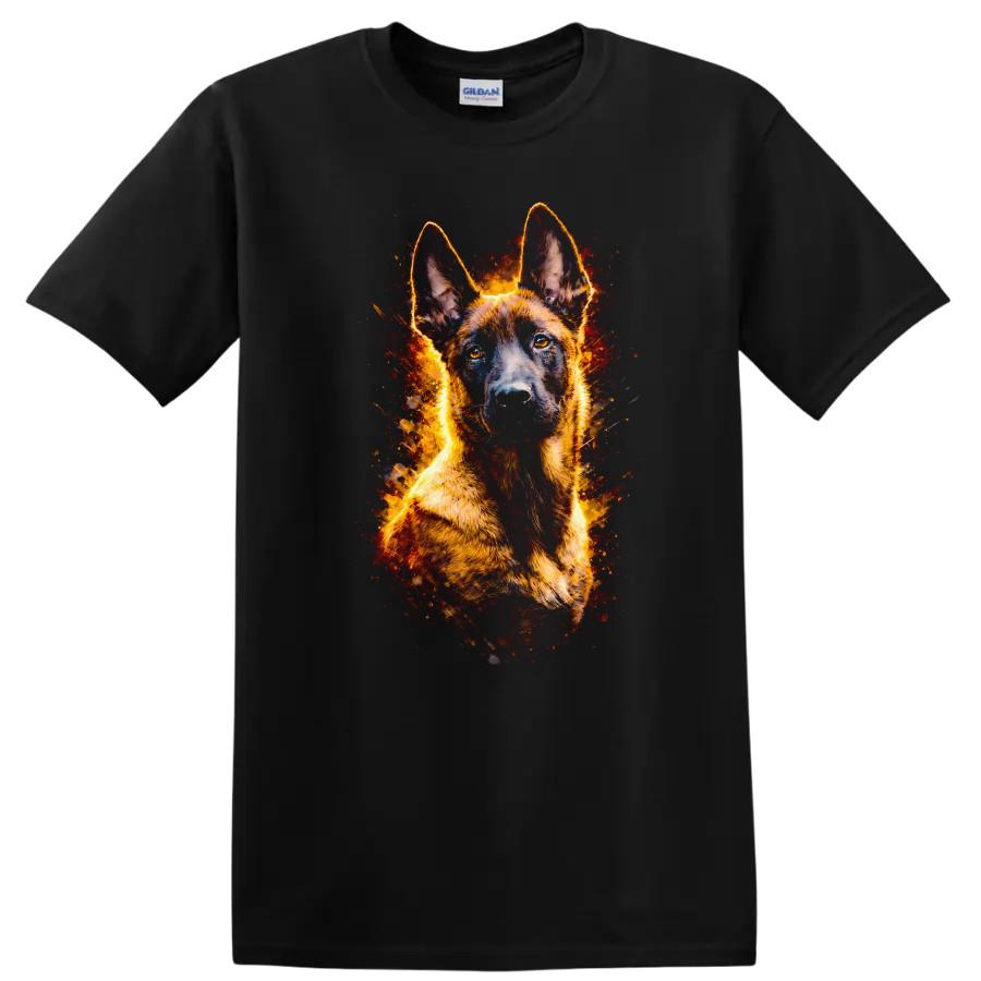 Dog Lover T Shirt Majestic Malinois Portrait Graphic Tee Art Design