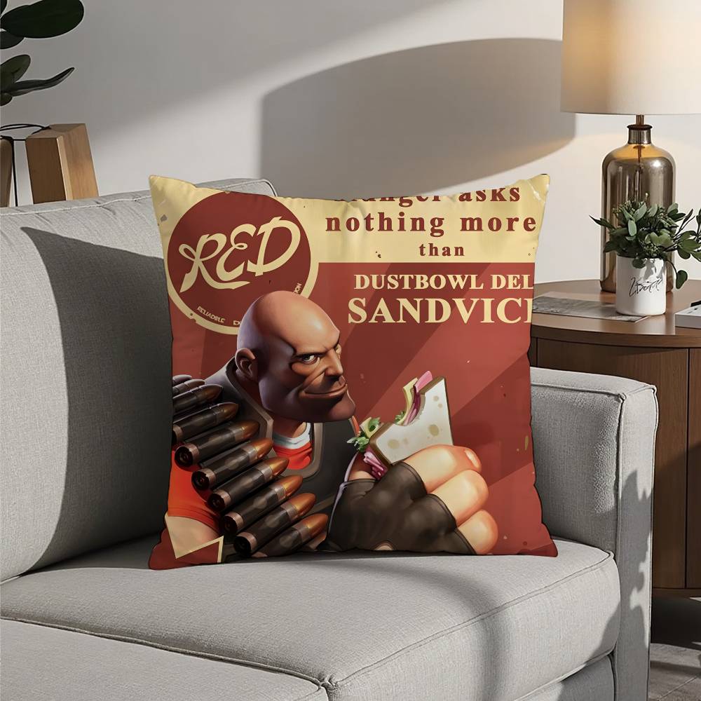 Tf2 Team F-Fortress 2 Pillow Case Sofa Decorative Home Double-sided Printing Short Plush Cushion Pillow Cover Holiday Gift