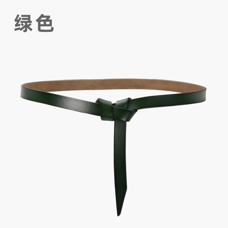 Ladies' New Leather Belt Casual Versatile Pure Cowhide Thin Waistband Knotted Waist With Dress, Suit Waist Cinching Outer Outfit