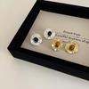 Natural Stone Irregular Metal Stud Earrings for Women: Unique, Versatile, Retro Design.