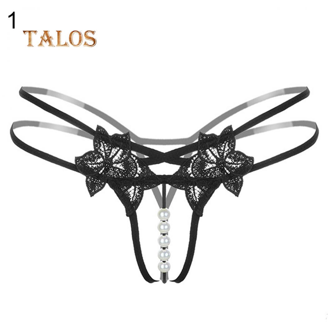 Нижнее белье Talos Sexy G-String с цветочным кружевом и ремешком, имитация жемчуга, для медового месяца