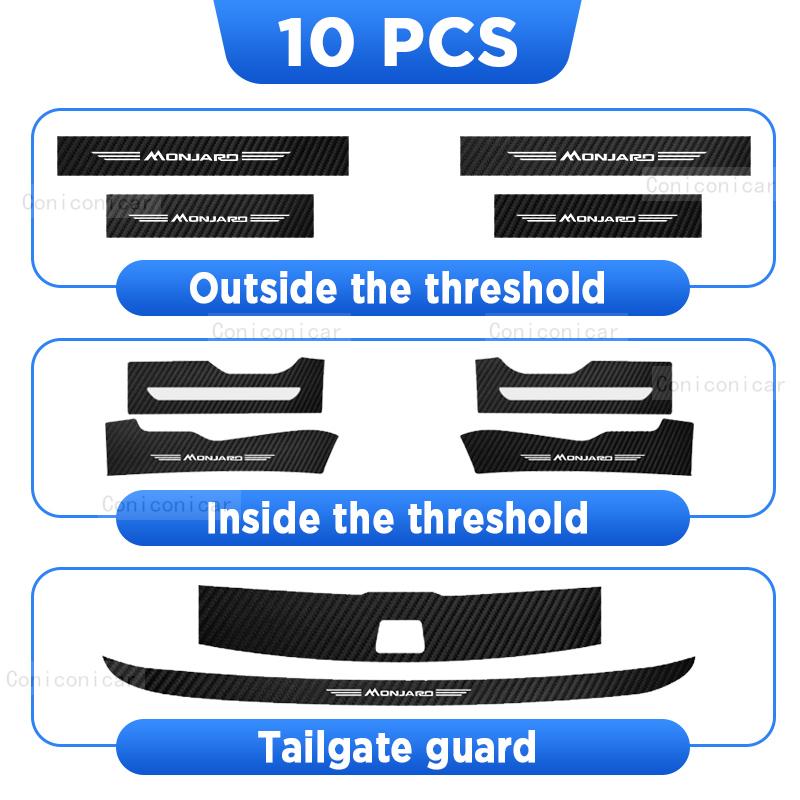 For Geely Monjaro Auto Tailgate Guard Door Sill Pedal Carbon Fibre Texture Accessories Leather PU Styling Car Sticker
