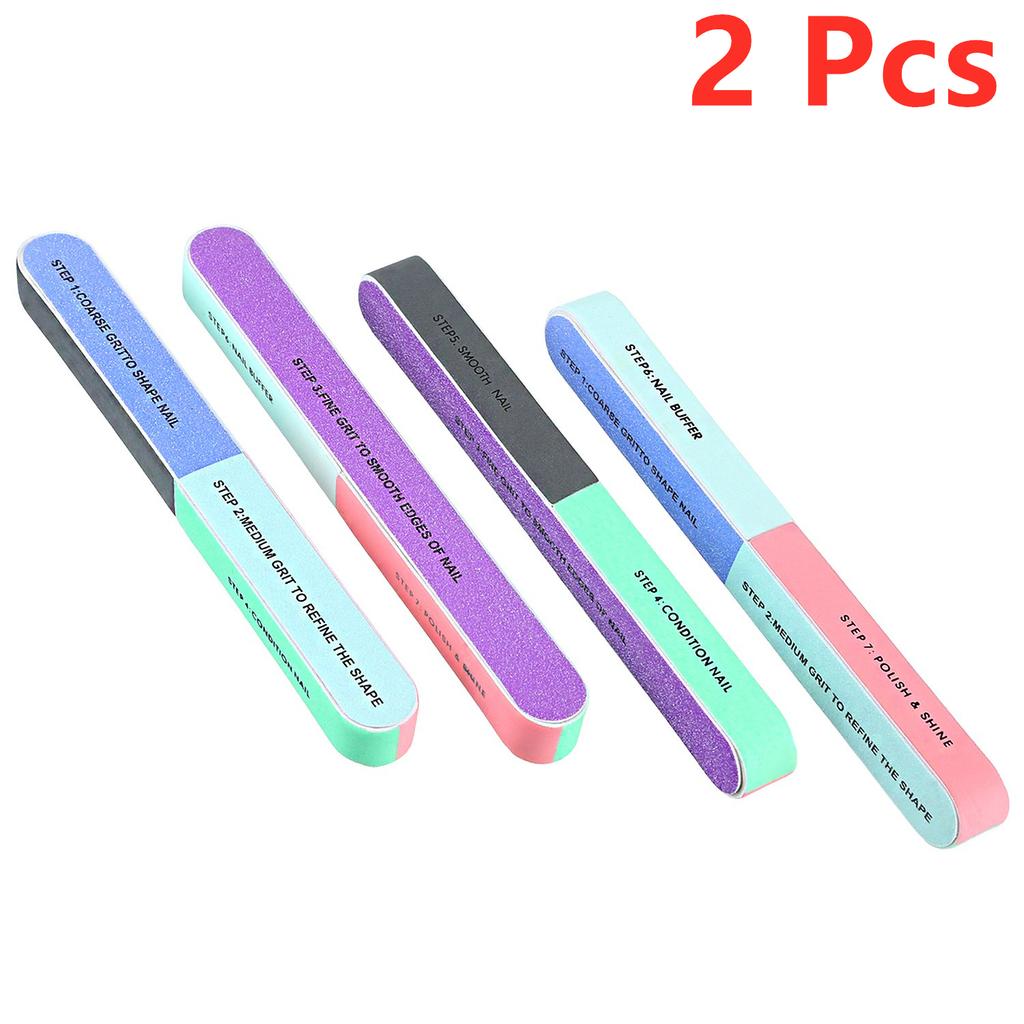 1/2/3 Pcs Nail Files 7 Sided Nail Buffering Files 7 Way Nail File Washable Emery Boards Nail Buffer Block for Home and Salon Use
