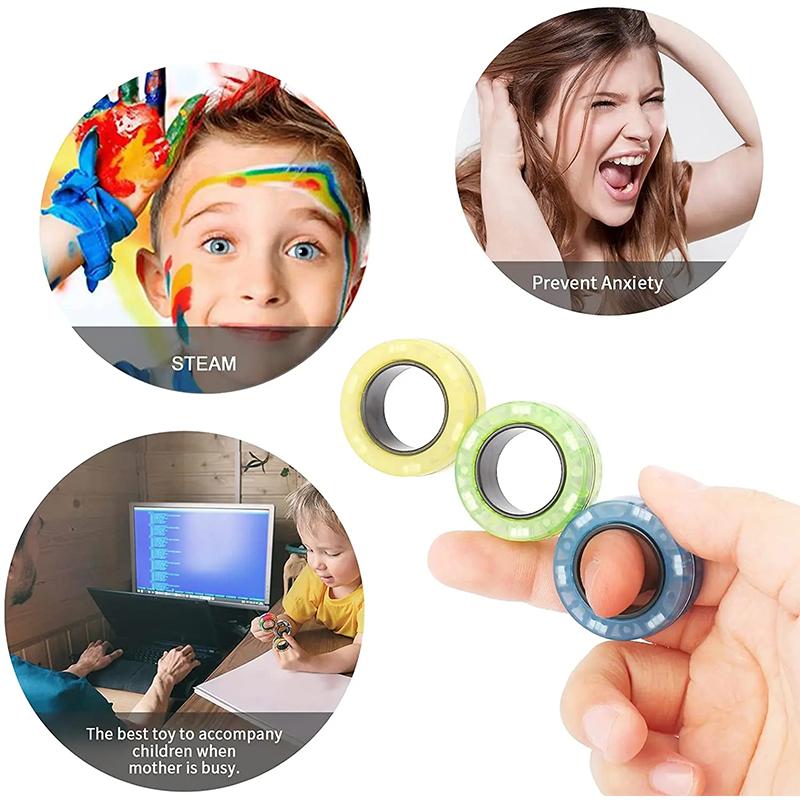 1set Magnetic Rings Fidget Toy Set Adult Fidget Magnets Spinner Rings Fidget Pack Great Gift for Adults Teens Kids ,Finger Ring