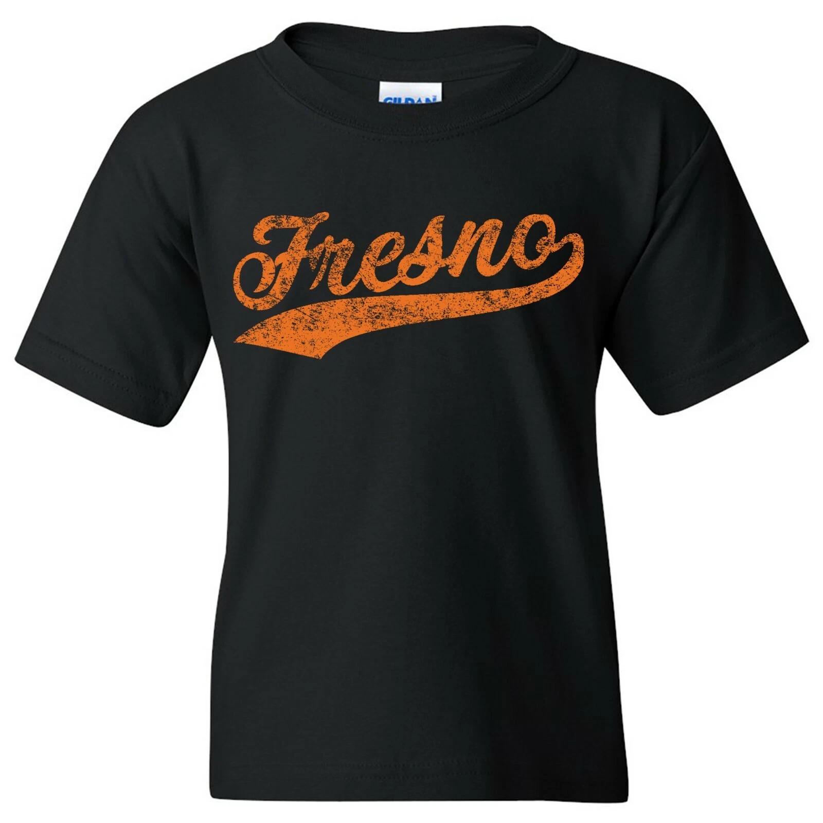 Fresno City Baseball Script Hometown Youth T-Shirt - Black 4XL