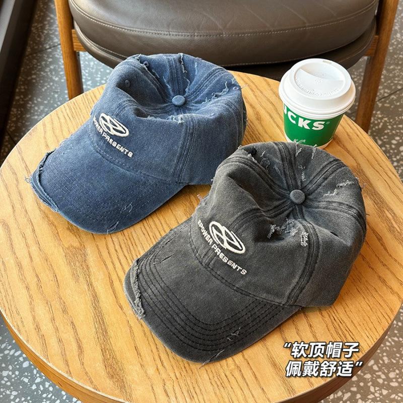 Washed and worn trendy baseball caps for boys and girls, neutral wind, personalized holes, embroidered soft top cap