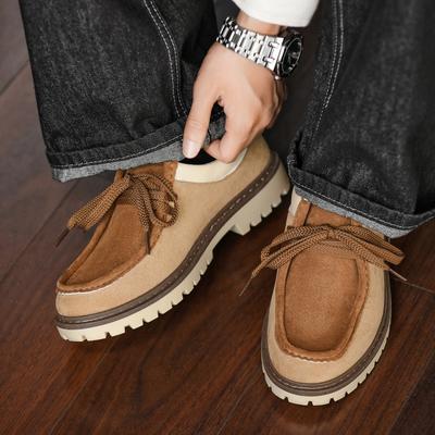 Nowe Luksusowe Modne Buty Męskie Vintage Brytyjskie Skórzane Buty Robocze Mokasyny z Zamszu Króliczego Oddychające Trampki Markowe Buty Męskie