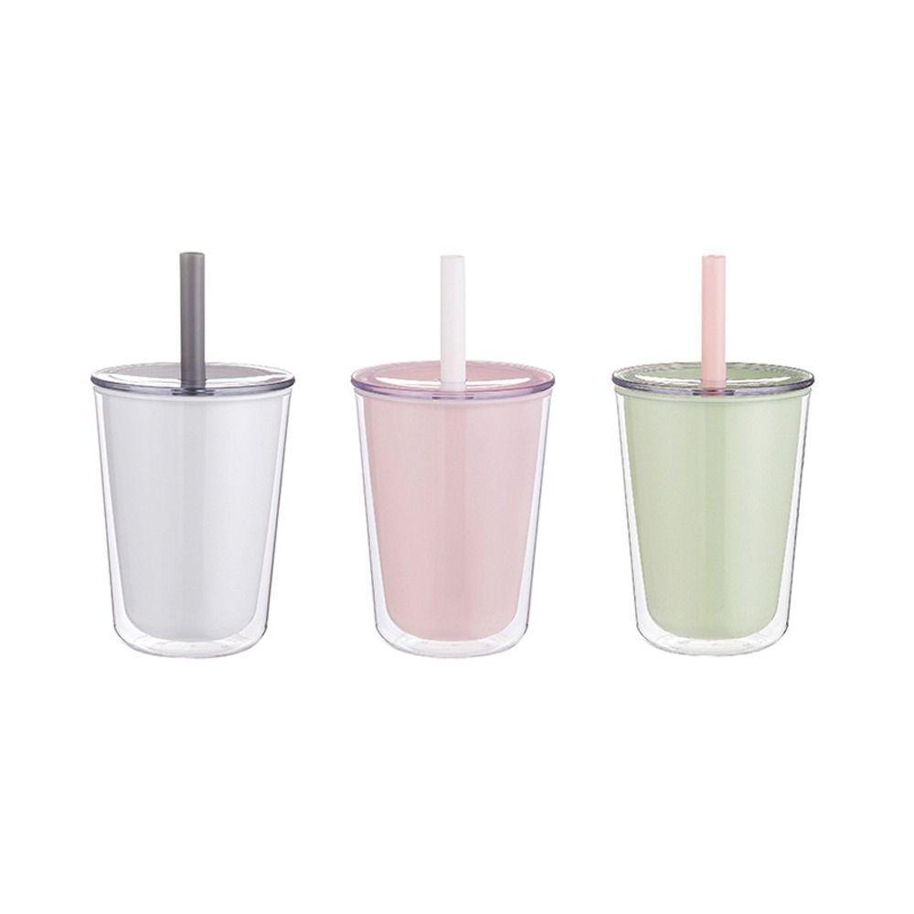 Large Capacity Plastic Water Bottle Sealed Milk Tea Cup Durable Double-layer Straw Cup  Summer