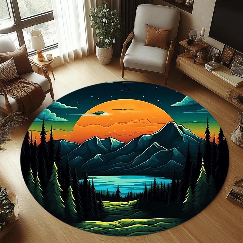 

Snow Mountain Lake Carpet Mat Rug Home Decoration Living Room Bedroom Floor Decor Nature Landscape Non Slip Rugs 100cm