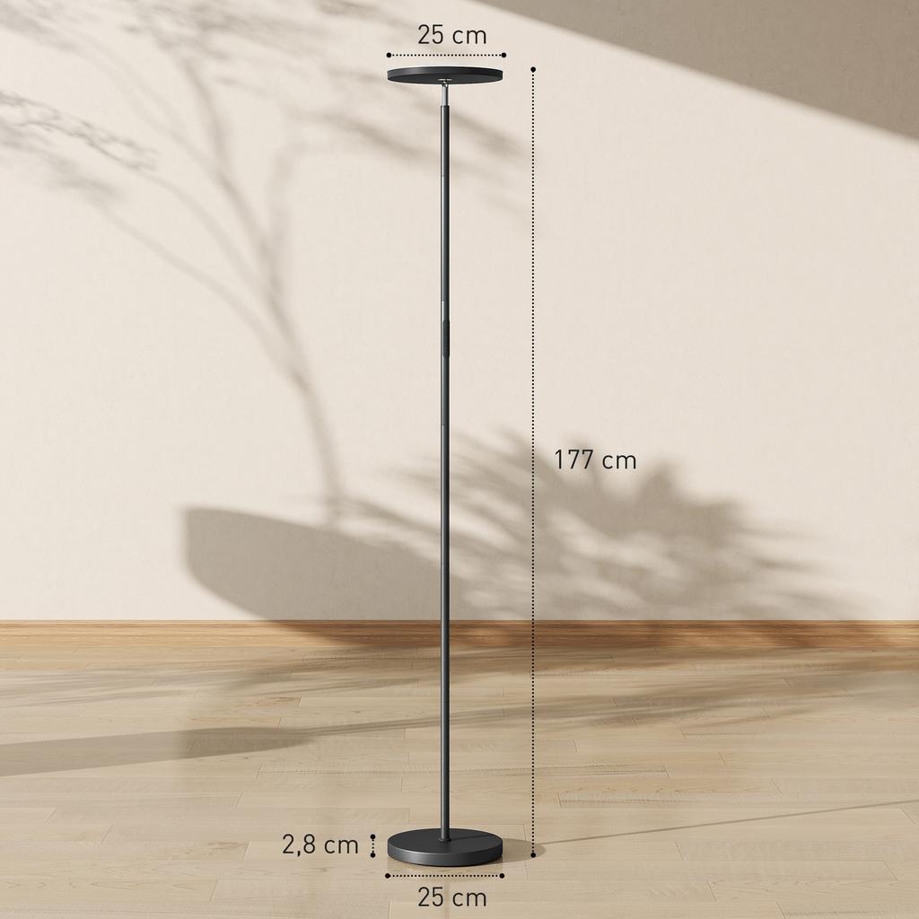 Lampada da terra RGB Uplighter, Lampada Dimmerabile con Telecomando e Controllo Touch, Testa Rotante a 350 gradi, Nero