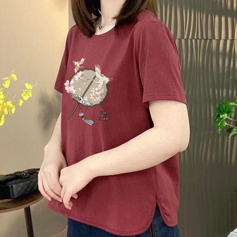 

Luxurious Women s Short-Sleeve Printed T-Shirt – Loose, Slimming, Age-Defying, Plus Size & Stylish 2XL