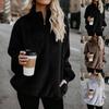 Sweatshirt Coat Long Sleeve Windproof Plush Trendy Turtleneck Zipper Neck Women Fluffy for Home