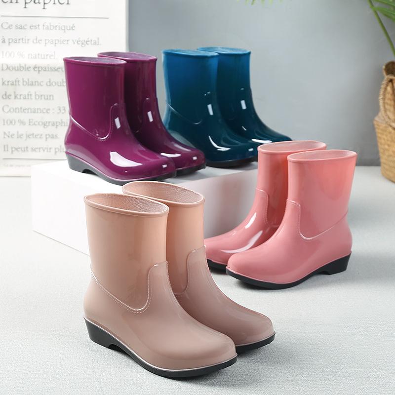 Four Season Warm Water Shoes, Midsole Anti Slip Rain Shoes, Korean Version Women's Rain Boots, Waterproof Wash Shoes, Work Shoes