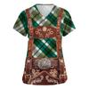 Women's V Neck Short Sleeve Work Shirt with Pockets Oktoberfest Print Top Medical Nurse Uniform Scrub Tee for Healthcare Professionals