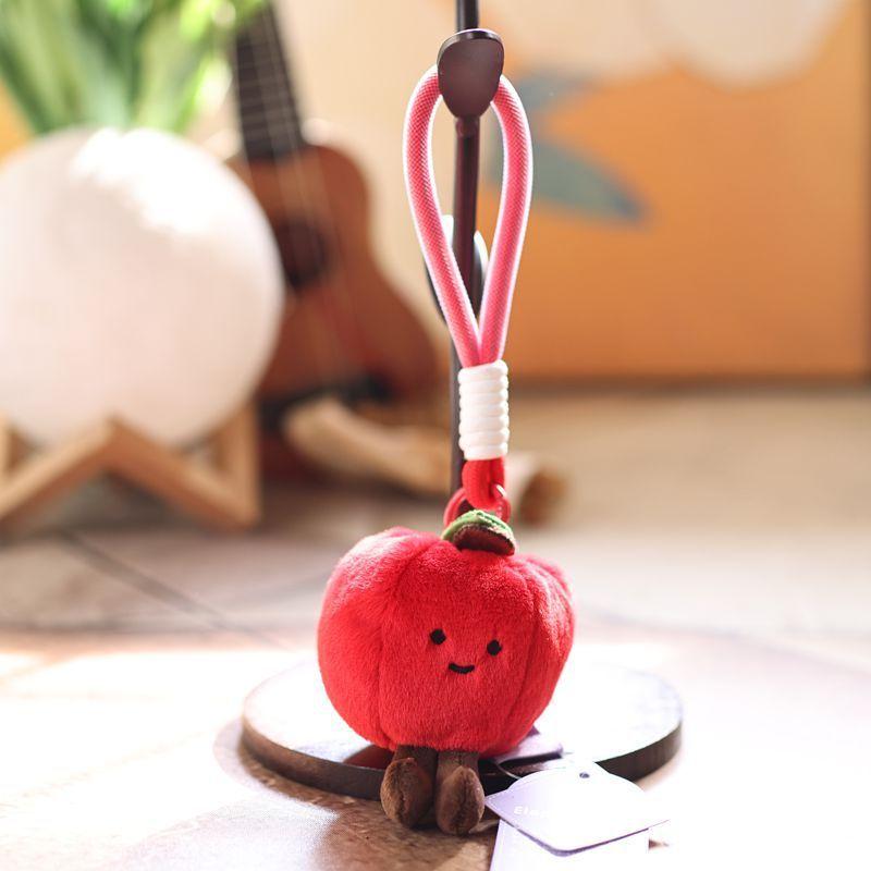 Cute Fruit Plush Keychain With Soft Pp Cotton Filling For Bag Decoration And Gifts Apple