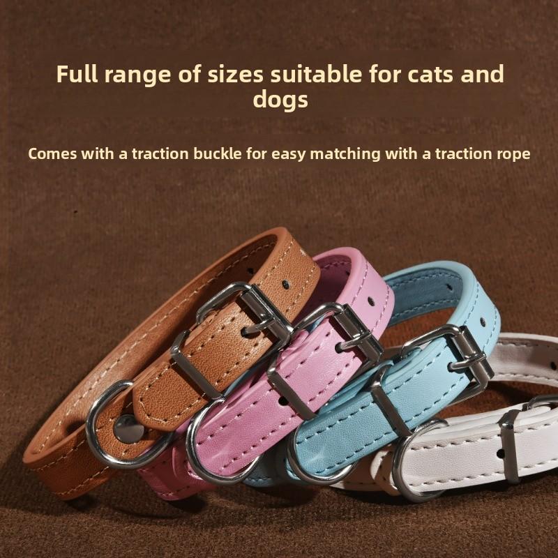 Pet Collar Large Dog Chain Waterproof and Wear-resistant Dog Cat Collar PU Leather Medium and Small Dog Bell Collar
