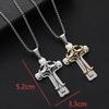 Men's Cross Pendant Necklace, Personalized Titanium Steel Layered Chain