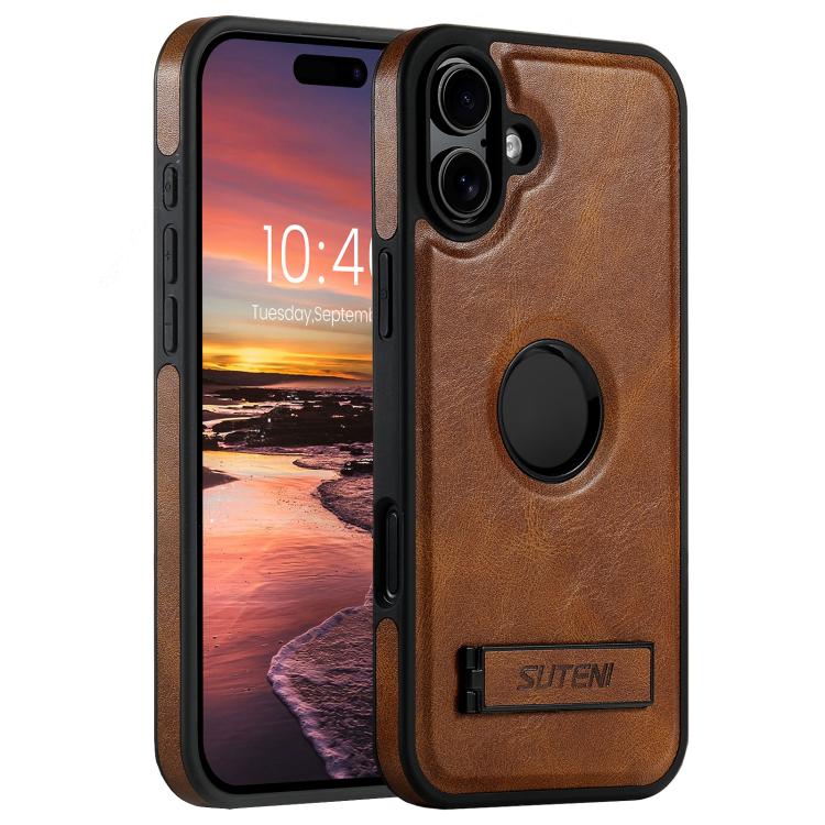 Suteni G2 Magsafe Oil Wax Leather Back Phone Case with Holder