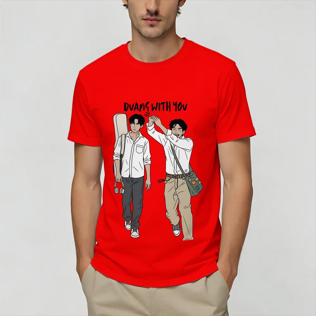 Vintage Duang With You Thai TShirts for Unisex Round Collar Cotton T Shirt Short Sleeve Tees Printed Tops
