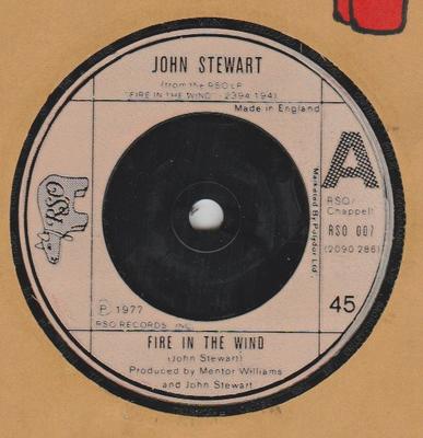 7inch Record JOHN FISCHER - Fire In The Wind RSO007 RSO 1977 UK Folk Used