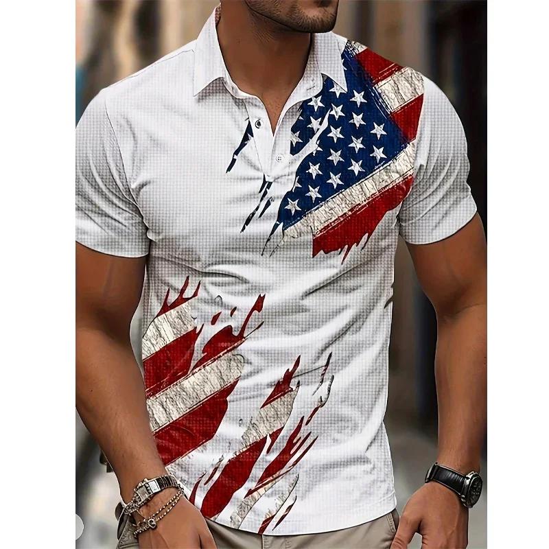 3D Printed Design Men's Short-sleeved Polo Shirt Cross-border Best-selling Comfortable Polyester Fiber Suitable for Summer Wear